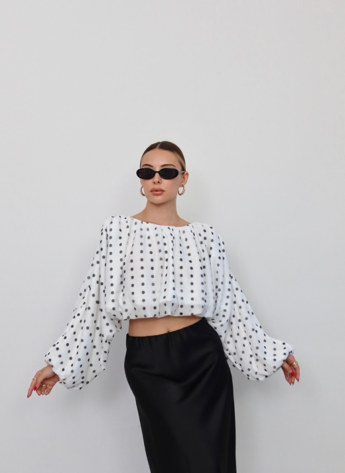 BEYAZ DOTTİE BLUZ