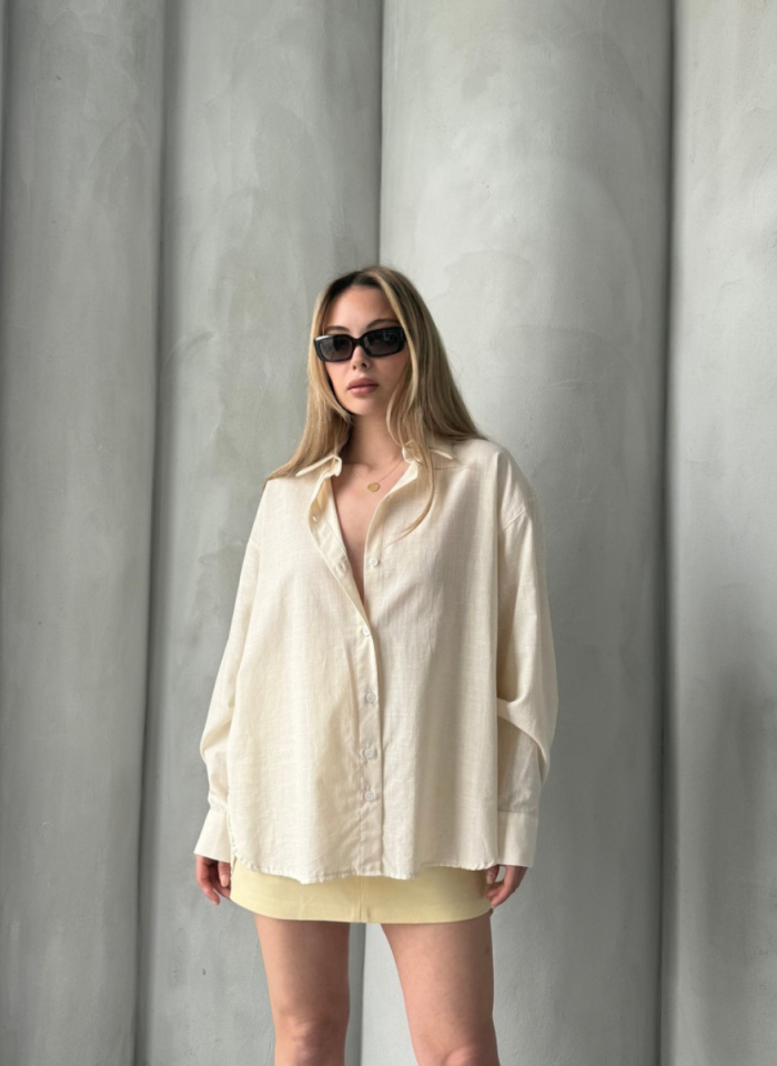 BEJ OVERSİZE GÖMLEK