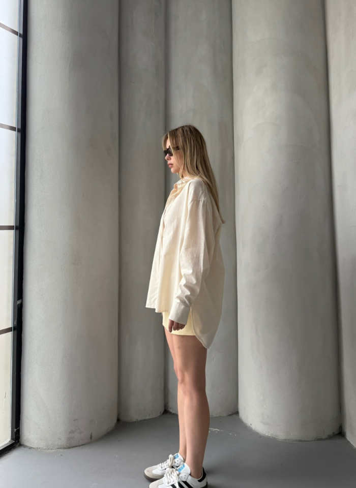 BEJ OVERSİZE GÖMLEK