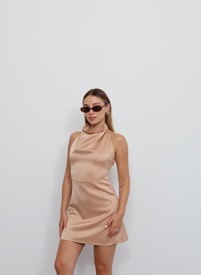 PUDRA DEGAJE YAKA ELBİSE