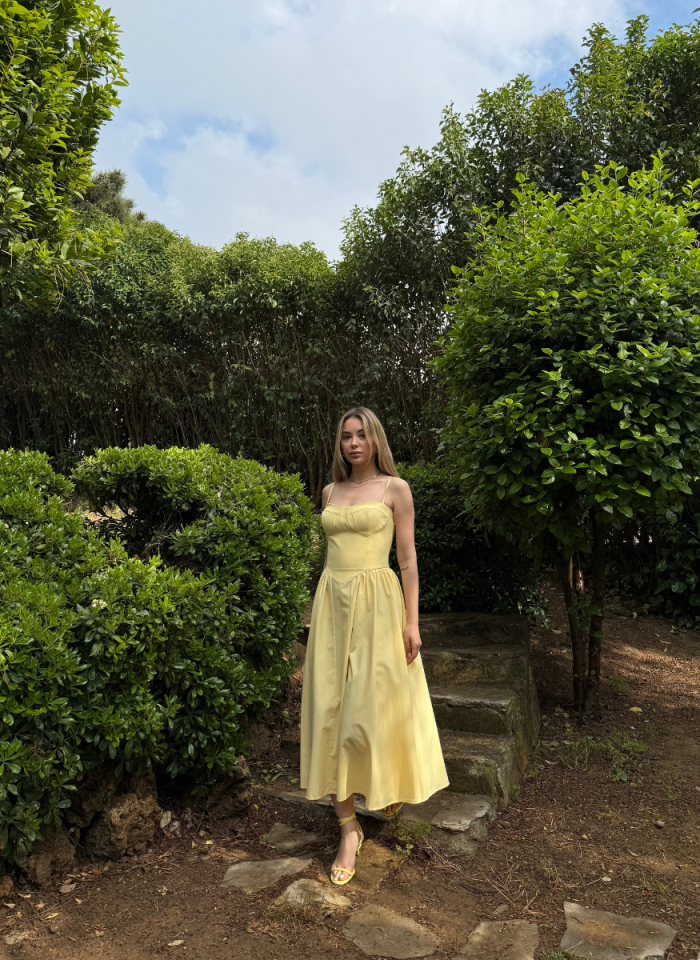 SARI POPLİN ELBİSE