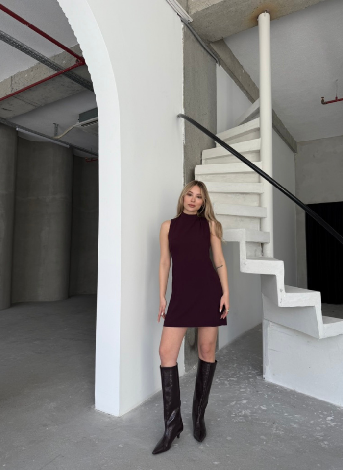 BORDO VELVET ELBİSE