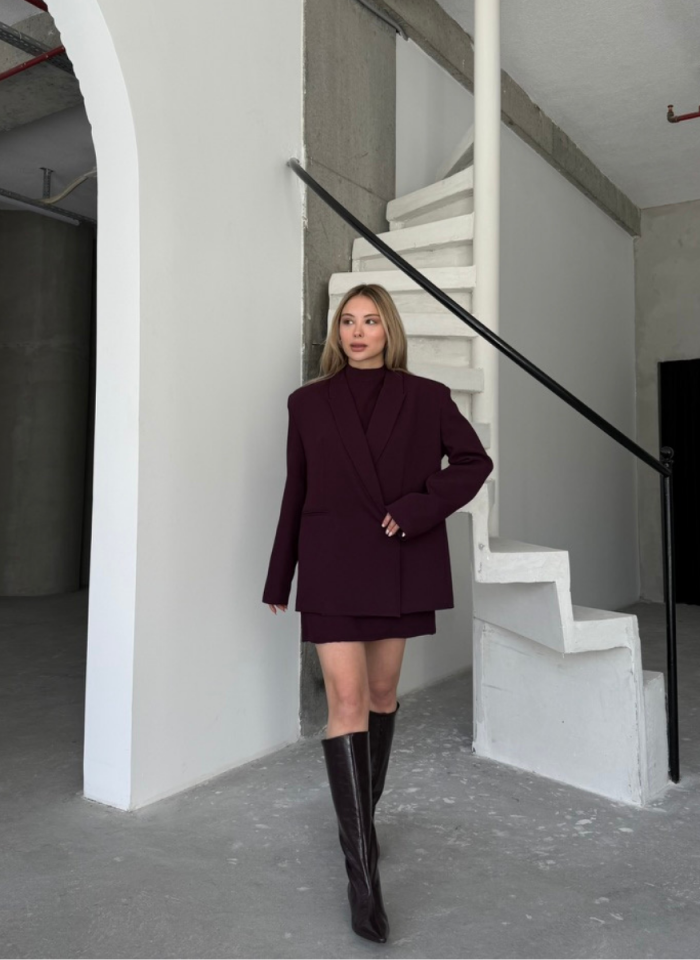 BORDO VELVET ELBİSE