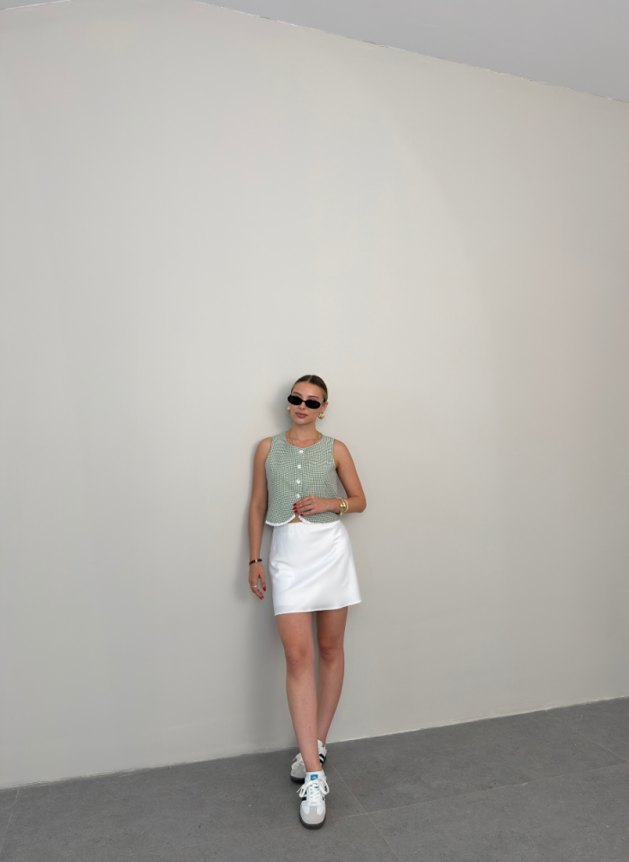 BEYAZ KISA SATEN ETEK