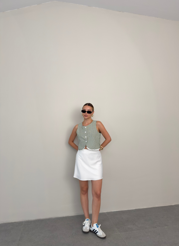 BEYAZ KISA SATEN ETEK