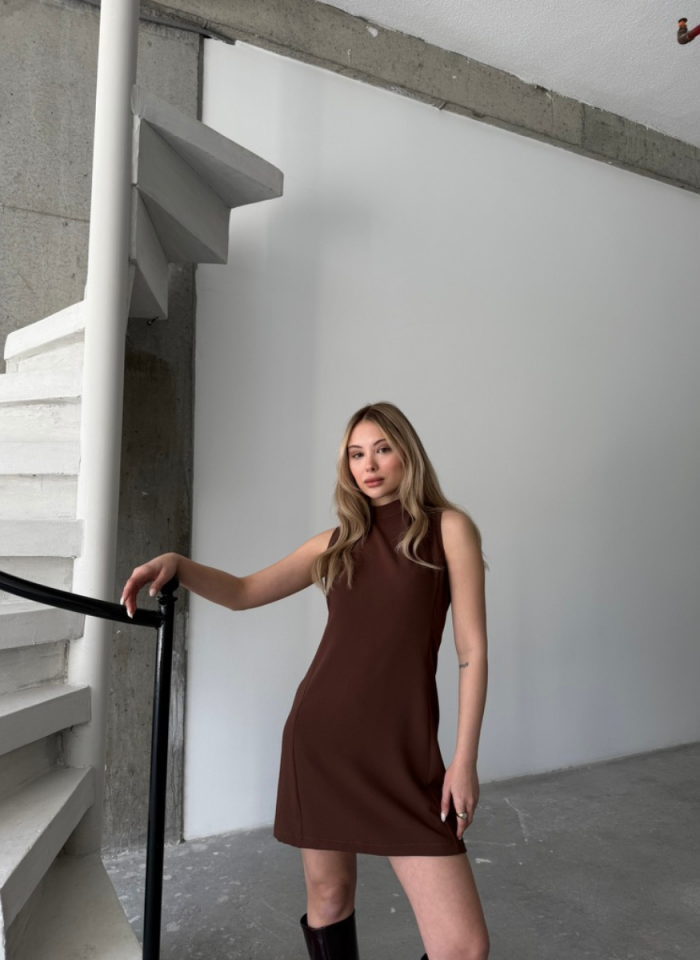 KAHVE VELVET ELBİSE