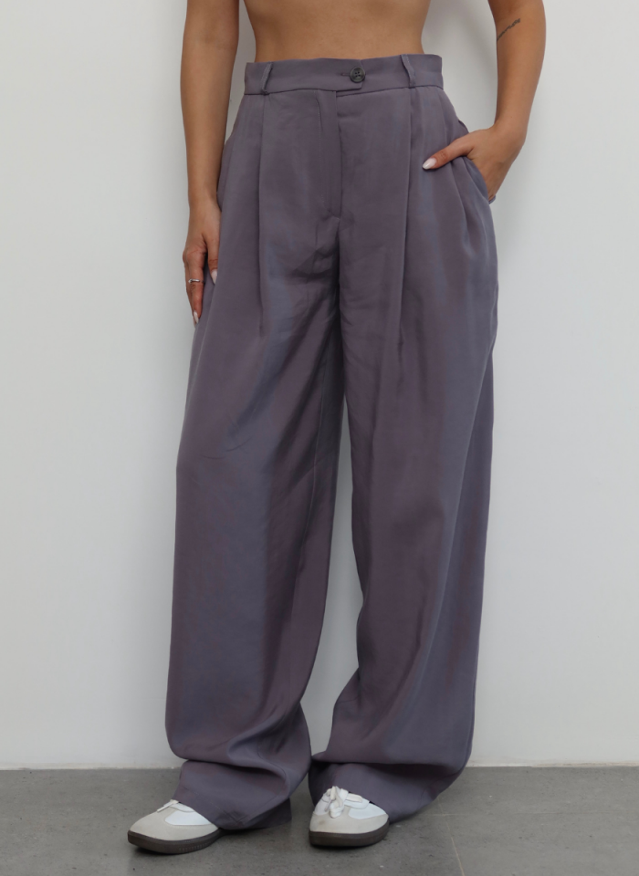 METALİK GRİ TENSEL PANTOLON