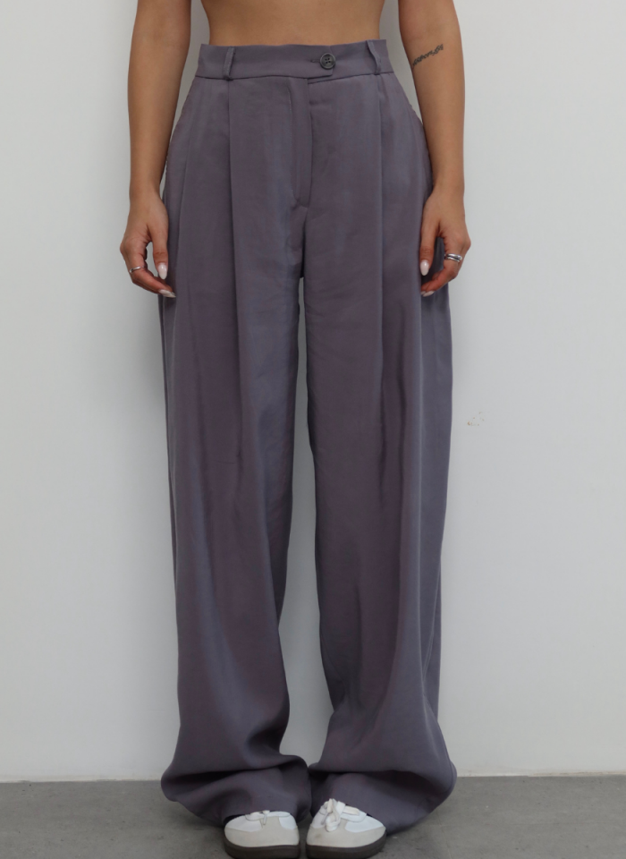 METALİK GRİ TENSEL PANTOLON