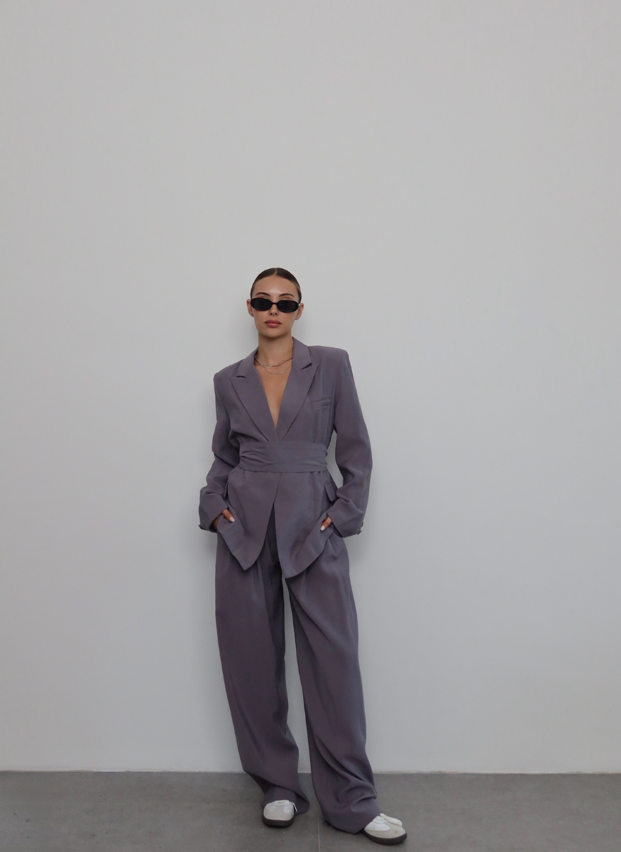 METALİK GRİ TENSEL PANTOLON