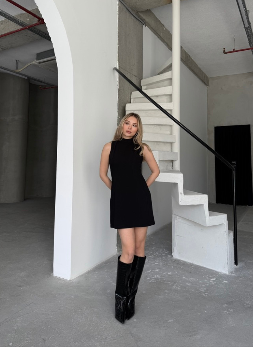 SİYAH VELVET ELBİSE