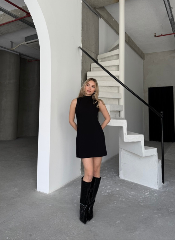 SİYAH VELVET ELBİSE