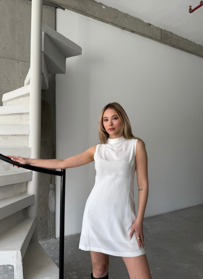 BEYAZ VELVET ELBİSE