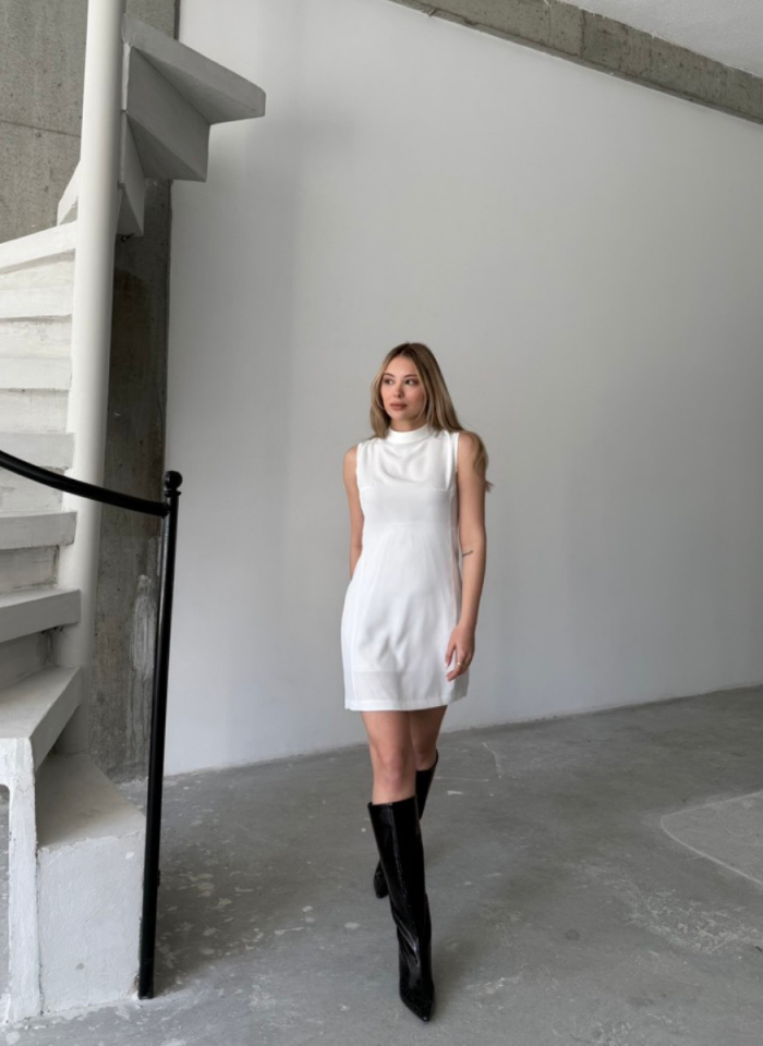 BEYAZ VELVET ELBİSE