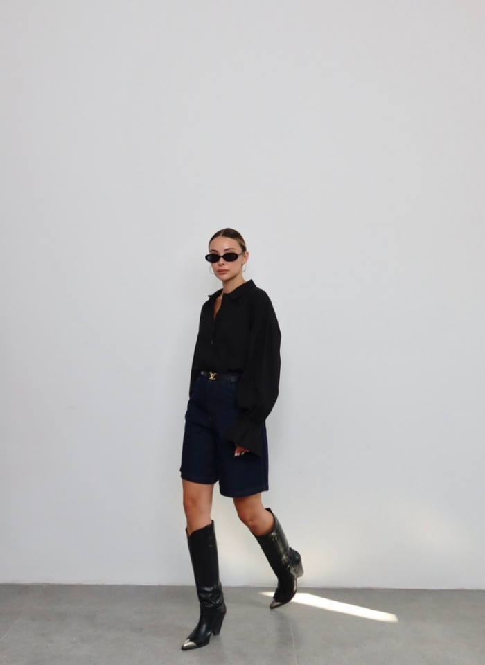 LACİVERT DENİM ŞORT